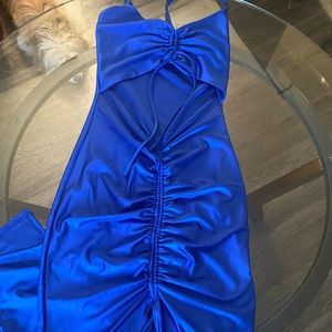 Long maxi royal blue dress